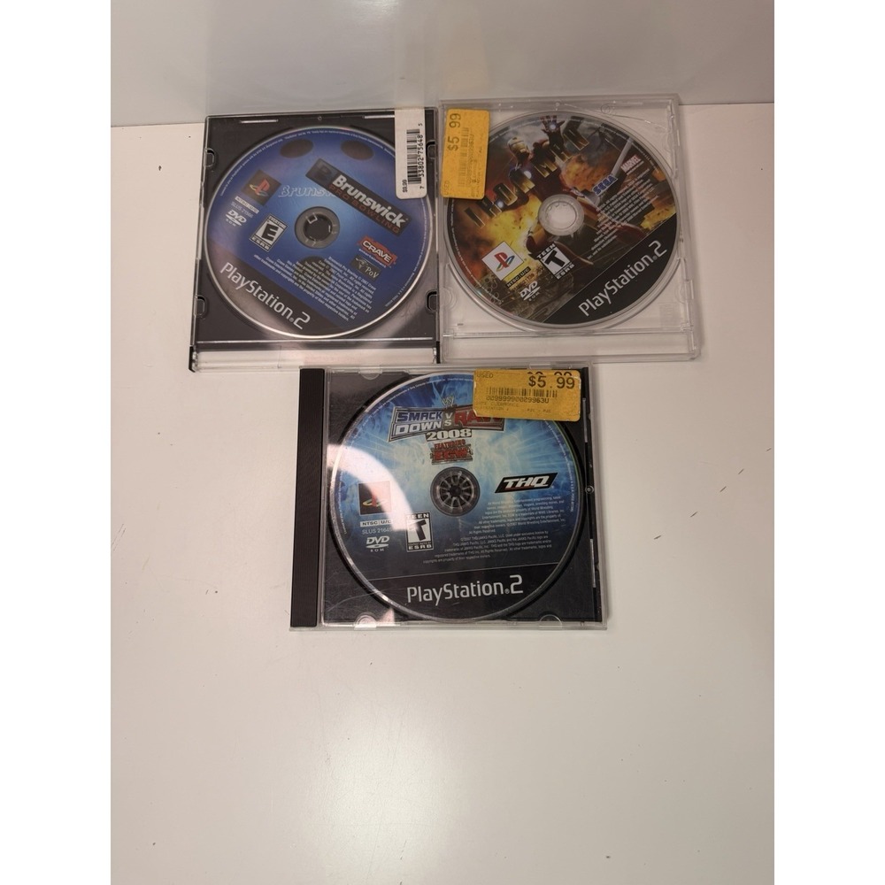 PS2 Game Lot Iron Man SmackDown vs Raw 2008 Brunswick Pro Bowling